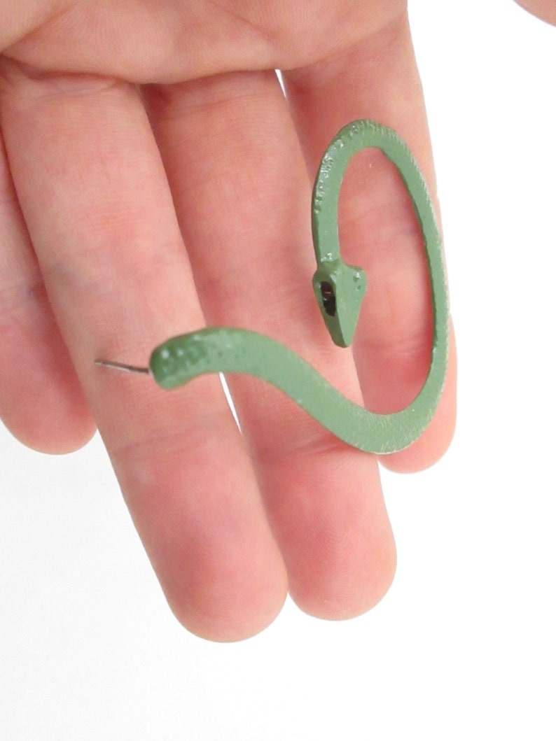 SALE Dark green snake ear cuff with black eyes