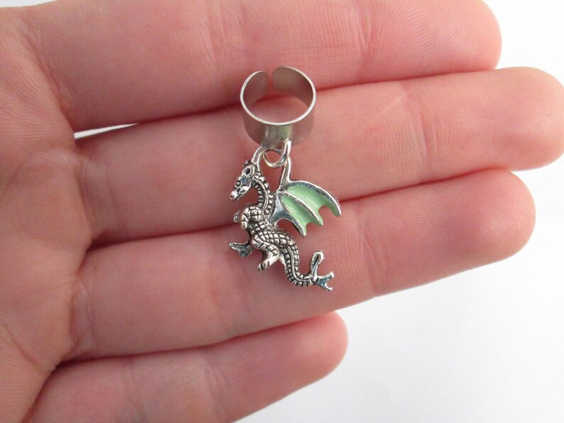Tiny dragon mint ear cuff