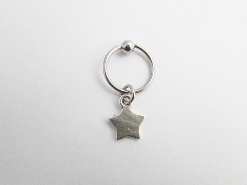 star tragus cartilage hoop earring Silver color Star helix hoop captive ring piercing