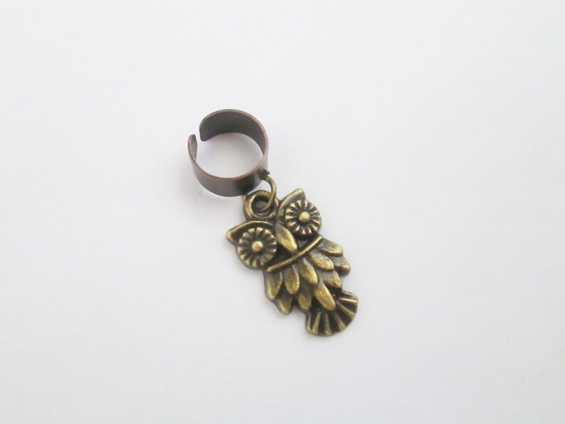 Owl ear cuff bronze charm Etsy