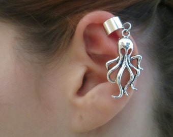 Steampunk octopus ear cuff