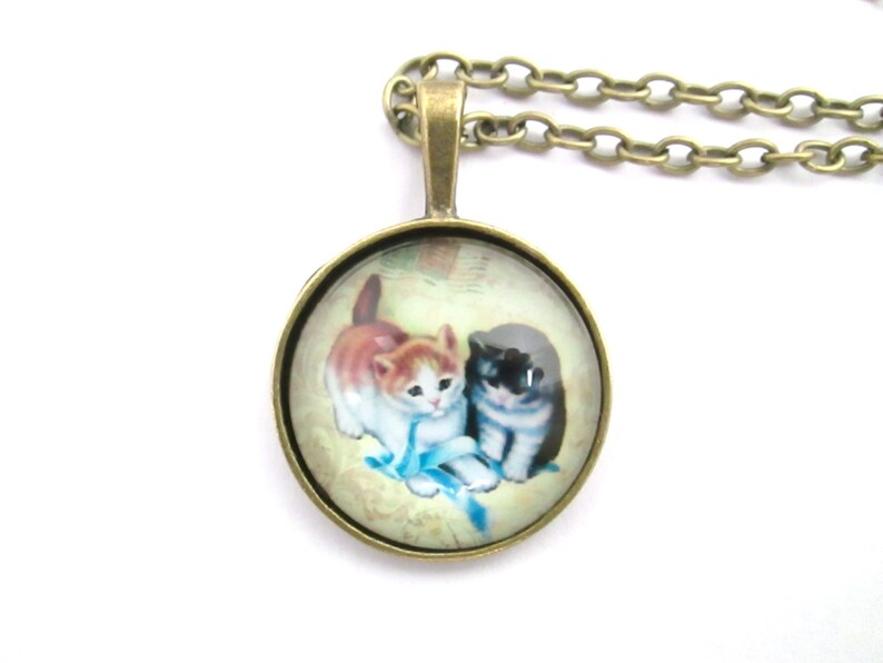 cat necklace cats Two kittys cats necklace animal necklace pendant necklaces necklaces for woman cat lover cat lover gift gift her