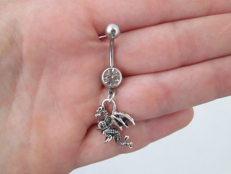 Tiny Dragon Navel Belly Button Ring | Etsy