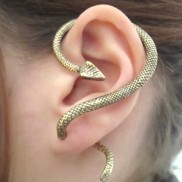Snake Ear Cuff Snake Earrings Snake Jewelry Ear Wrap Snake Cuff Antique Bronze Serpent Halloween Ear Cuff Ear Jewelry Halloween Jewelry