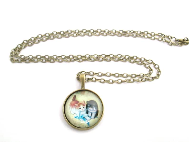 cat necklace cats Two kittys cats necklace animal necklace pendant necklaces necklaces for woman cat lover cat lover gift gift her