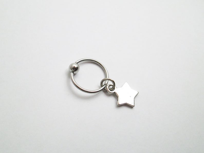 star tragus cartilage hoop earring Silver color Star helix hoop captive ring piercing
