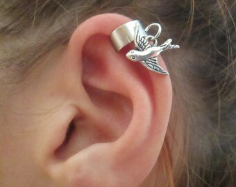 Tiny bird ear cuff wrap earring