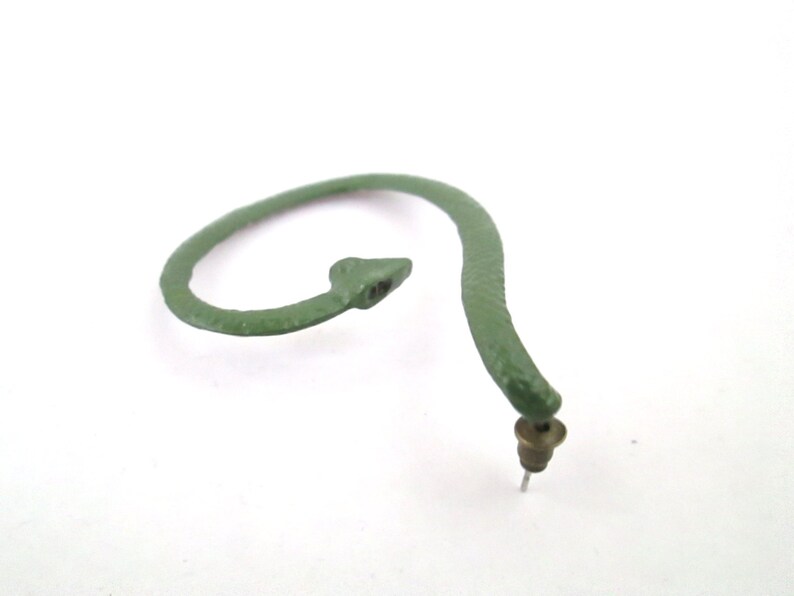 SALE Dark green snake ear cuff with black eyes