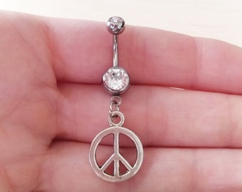 Peace belly button ring body jewelry piercing