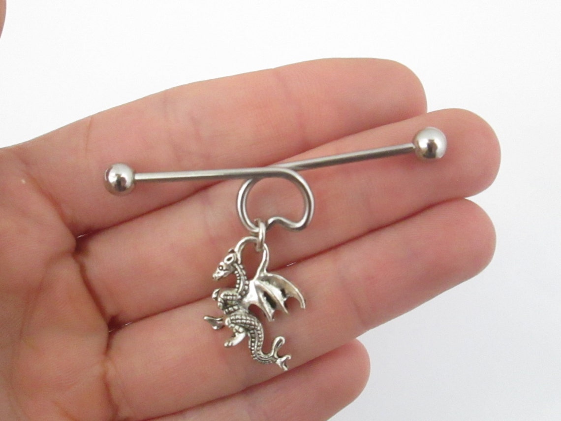 Dragon Industrial Barbell Piercing Etsy UK
