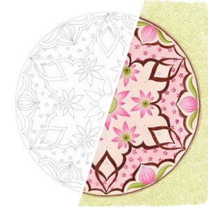 Printable Coloring design: Unique, hand drawn mandala for instant download