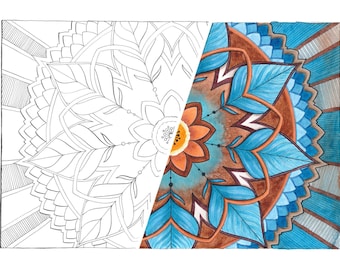 Conception imprimable de coloration : Mandala unique et dessiné à la main pour le téléchargement instantané