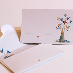 Afdrukbare minikaarten- en envelopset - Klaverboom. Super lief klein setje met wenskaarten en enveloppen. Dubbelzijdig ontwerp voor alle gelegenheden