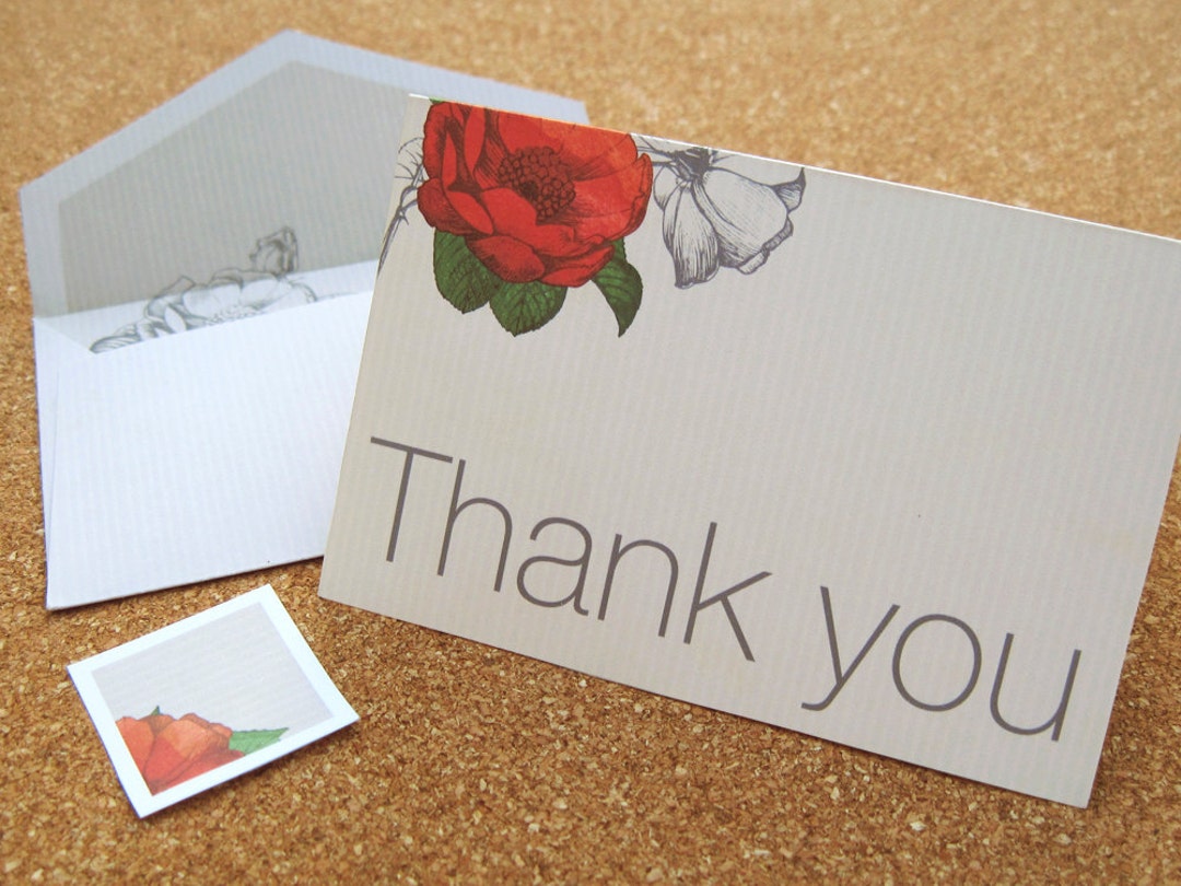 Printable Thank You Mini Card &amp; Envelope Set: Rustic Rose - Super Easy ...