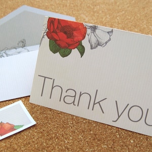 Druckbare Dankeschön Mini Karte & Umschlag Set: Rustikale Rose - Super einfache, doppelseitige Mini-Notiz und passendem Umschlag zum sofortigen Download