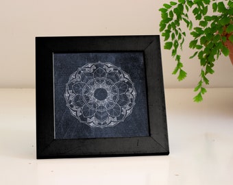 6x6 Fine art print – Decagon feathers mandala on lovely, eco-friendly bamboo paper