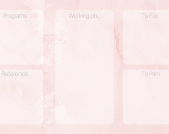 Pink Watercolor Desktop Organizer Wallpaper