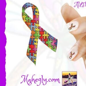 Nail Art Decals Stickers Autism Awareness Support Ribbon Puzzle Piece AUT139 Perfect Gift