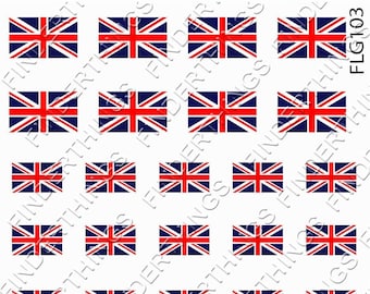 United Kingdom of Great Britain Union Jack Flag Nail Art Decal Sticker Set FLG103 Perfect Gift