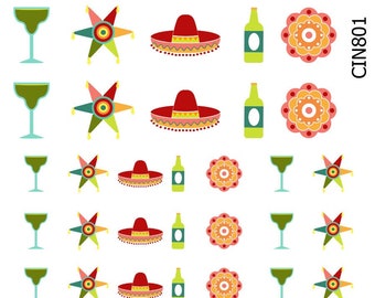 Banderas de papel del Cinco de Mayo, orgullo mexicano, juego variado de calcomanías para uñas, CIN801, CIN802, regalo perfecto
