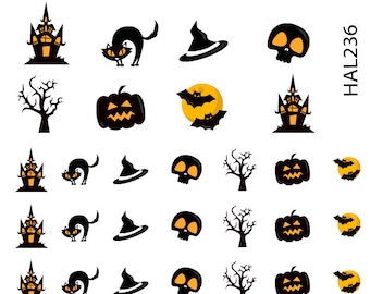 Haunted House Nail Art Decal Sticker HAL236 Perfect Gift