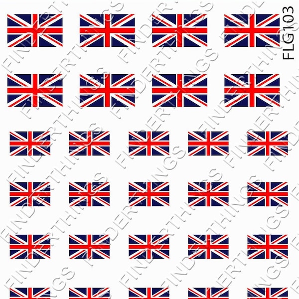 United Kingdom of Great Britain Union Jack Flag Nail Art Decal Sticker Set FLG103 Perfect Gift