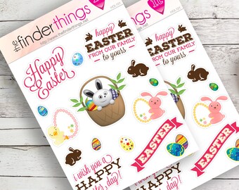 Easter Eggs Bunny Chocolate Stickers Precut Sticker Sheets (2x) Perfect for Scrapbooks, Planners, Journals, DIY Crafts & Gifts!