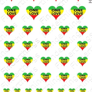 Juego de calcomanías para uñas con corazón negro anti-San Valentín de Rasta One Love HAR115 HAR116 HAR119. El regalo perfecto.