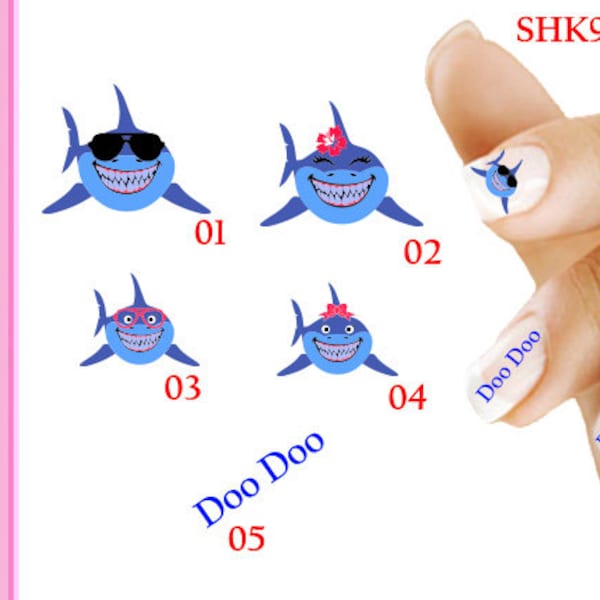 Adesivi per decalcomanie per unghie Baby Shark Sharks SHK901 Regalo perfetto