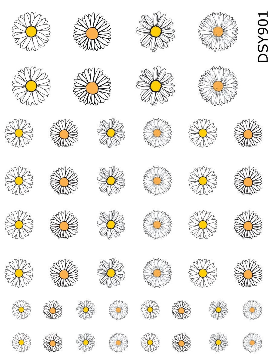 90's Daisy Flower Nail Decal Sticker Set DSY901 - Etsy Australia
