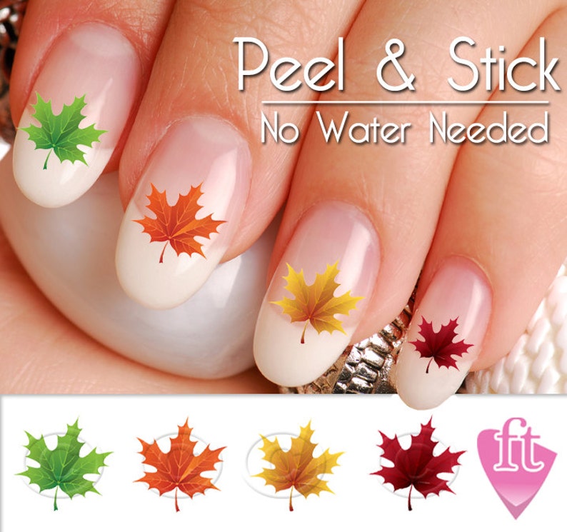 Fall and Autumn Maple Leaf Nail Art Decal Sticker Set LEF901 Etsy