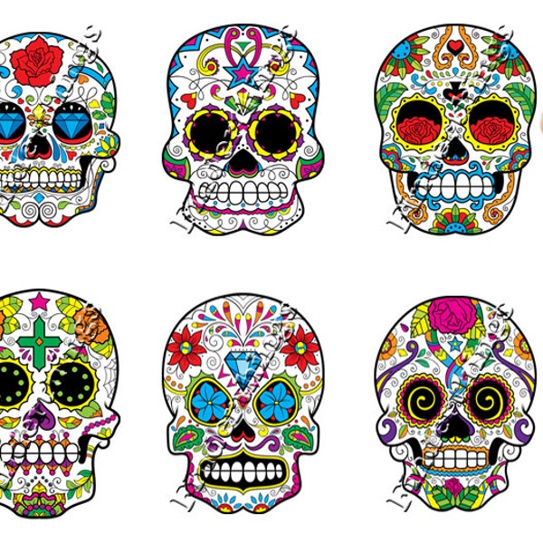 Sugar Skulls/Day of the Dead Nail Art Decal Sticker Set SKU907 Perfect Gift