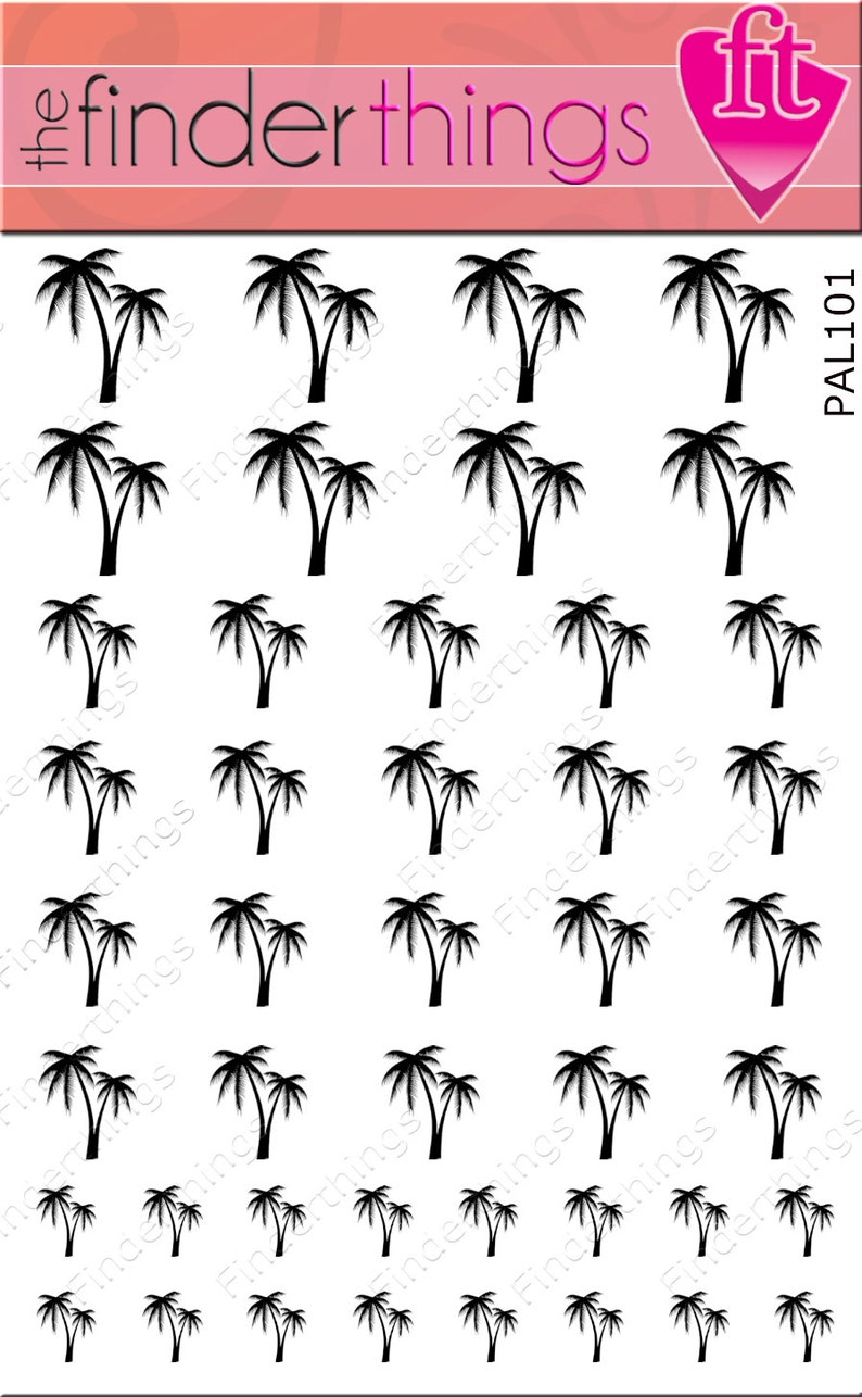 Palm Tree Nail Art Decal Sticker Set PAL101 Etsy