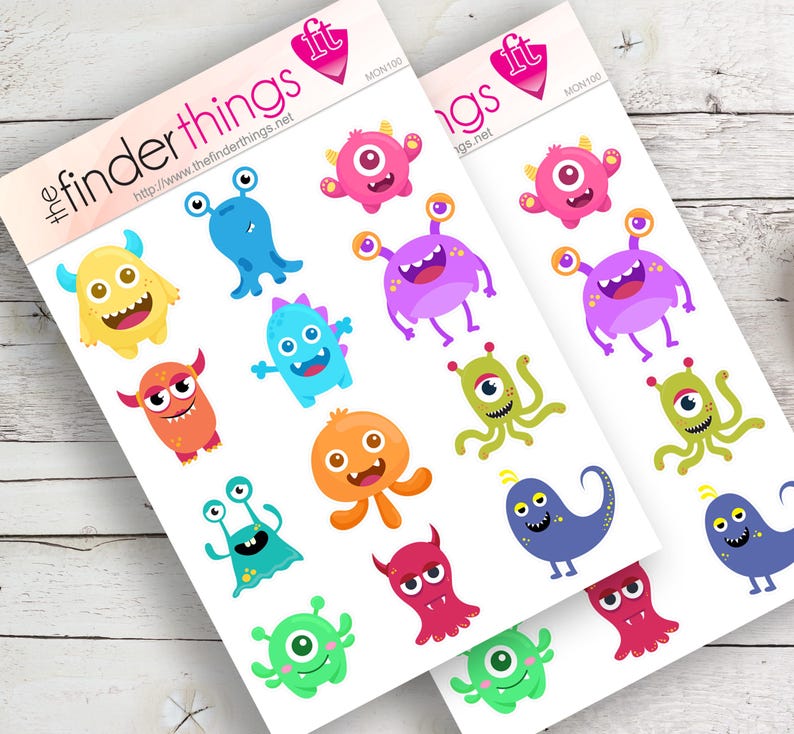 Animal Alphabet Babyshower Monsters Cute Stickers Precut Sticker Sheets ...