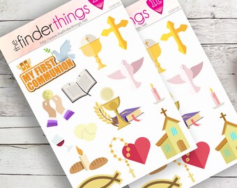 First Communion Holy Church Godmother Stickers Precut Sticker Sheets (2x) Perfect for Scrapbooks, Planners, Journals, DIY Crafts & Gifts!