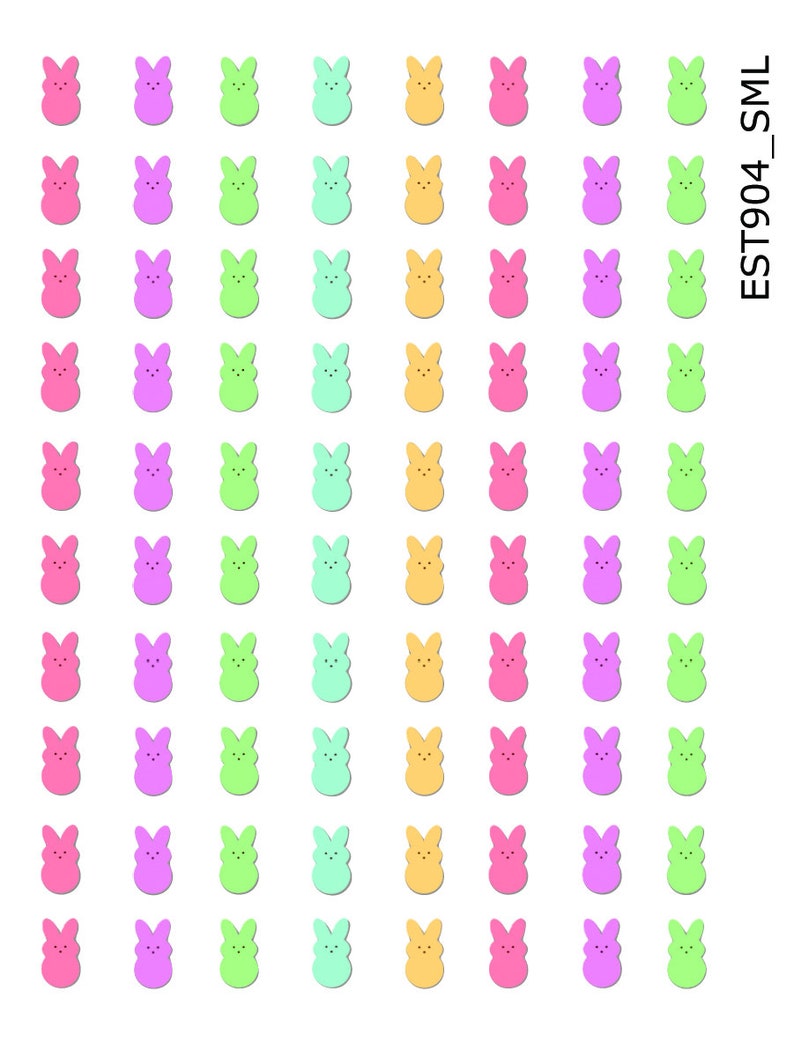 Easter Bunny Peeps Candy Nail Art Decal Sticker Set EST904 Perfect Gift image 4