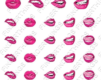 Adesivo per unghie con labbra e baci LIP901, regalo perfetto
