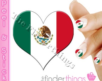 Juego de calcomanías para uñas con la bandera mexicana del corazón del Cinco de Mayo (CIN103 y CIN104), regalo perfecto.