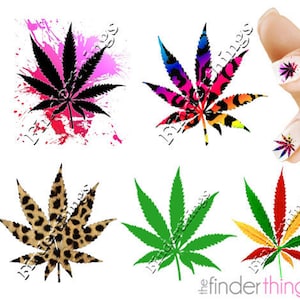 Pot Leaf Marijuana Mix Weed Nail Decal Sticker Set POT904 Perfect Gift