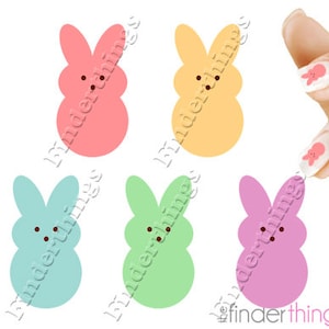 Easter Bunny Peeps Candy Nail Art Decal Sticker Set EST904 Perfect Gift image 2