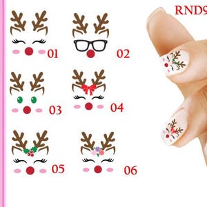 Reindeer Christmas Family Nail Art Decal Sticker Set Peel and Stick RND901 Perfect Gift