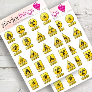 Hojas de calcomanías precortadas de peligro nuclear, atómico, químico y de tren (2 unidades) ¡Perfectas para álbumes de recortes, planificadores, diarios, manualidades y regalos!