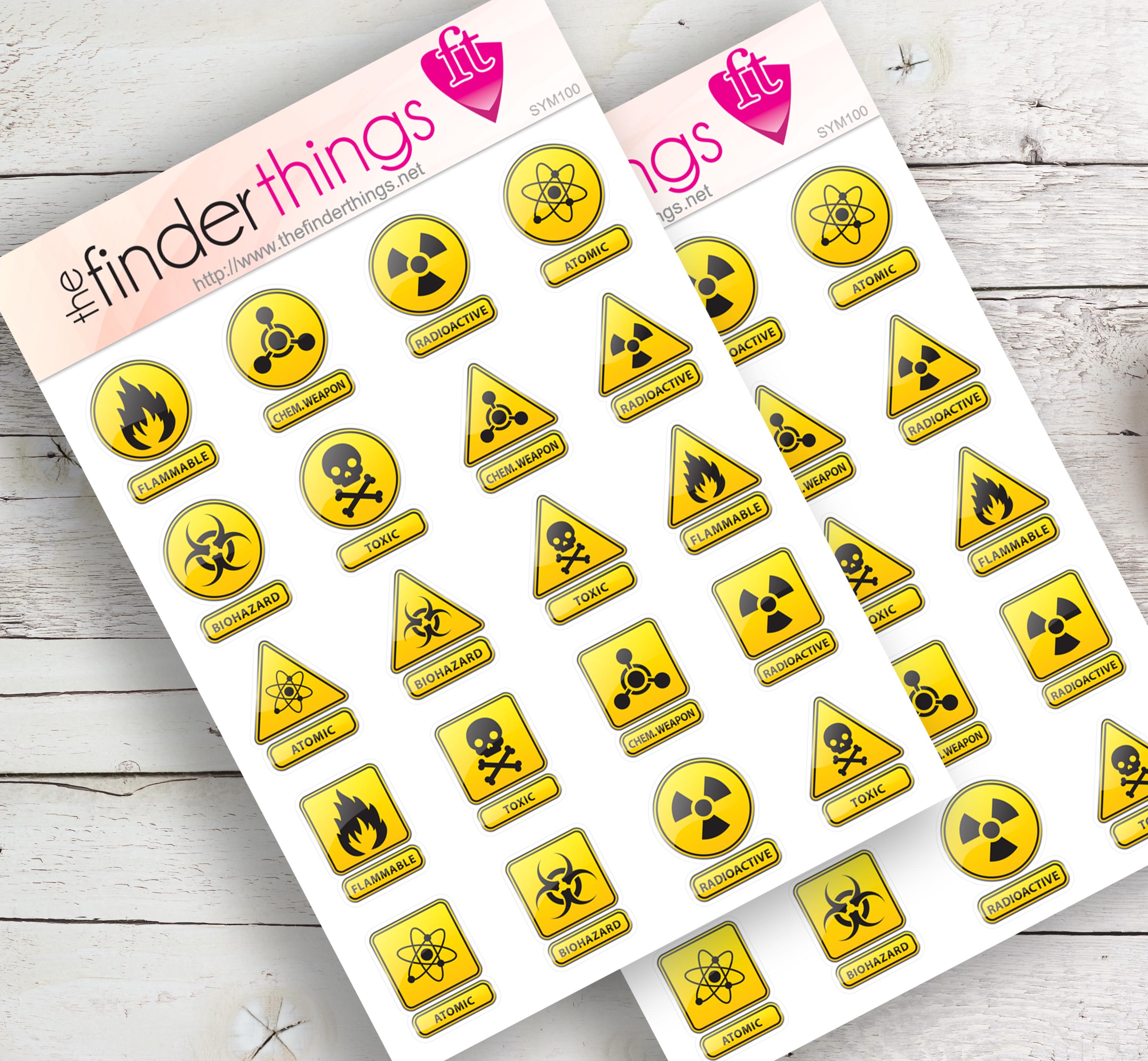 Nuclear Wall Sticker Hazard Nuclear Atomic Chemical Train Precut Sticker Sheets (2x) Perfect ...