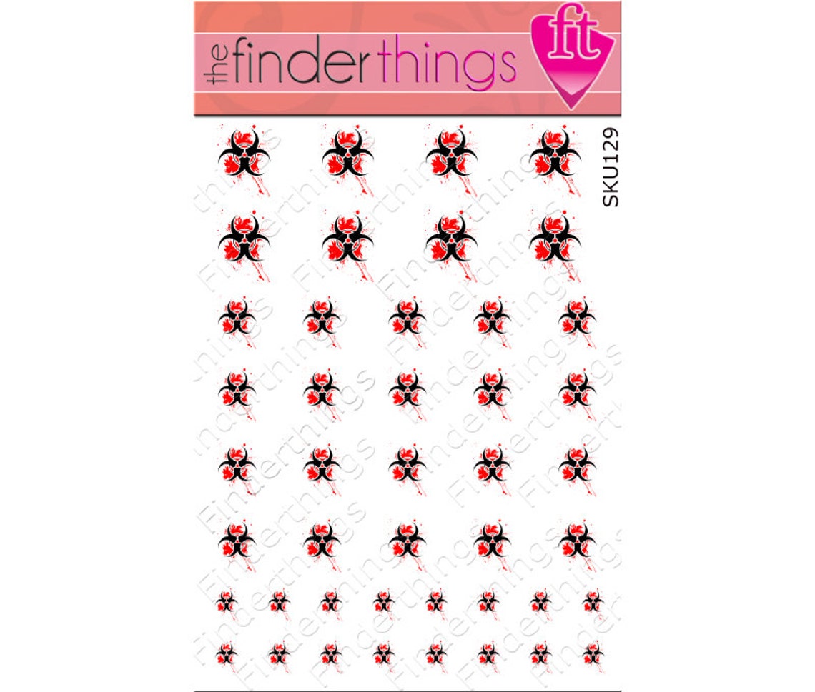 Biohazard Blood Splatter Zombie Nail Art Decal Sticker BIO101 Etsy