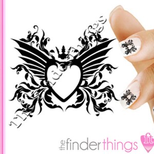 Queen of Black Heart Emo Valentine&#39;s Day Nail Art Decal Sticker Set HAR112 Perfect Gift