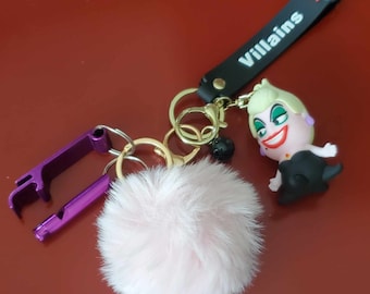 Villanos Disney 3D Figura Llavero Accesorios de Seguridad Ursula/ Maléfica/ La Reina Malvada/Bruja Malvada/ Cruella/ Reina de Corazones Regalo Perfecto