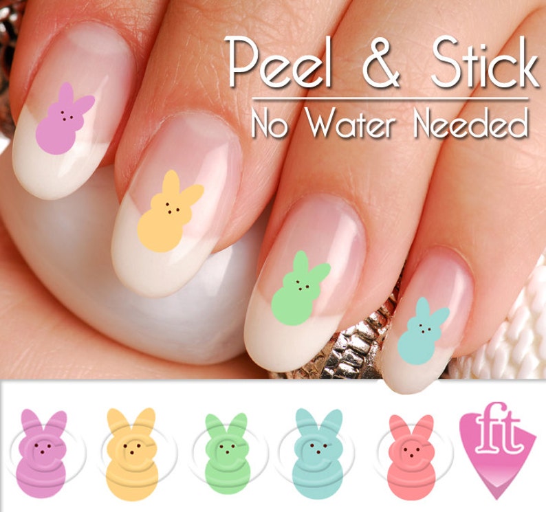 Easter Bunny Peeps Candy Nail Art Decal Sticker Set EST904 Perfect Gift image 1