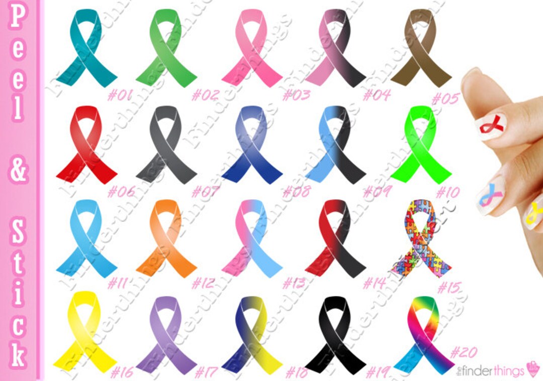 Awareness Support Ribbon Nail Art Decals Stickers RIB902 Perfect Gift ...