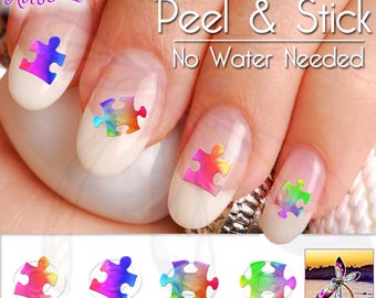 Autism Awareness Puzzle Piece Mix Nail Art Decal Sticker Set AUT902 Perfect Gift