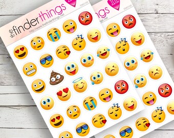Emoji Laugh Cry Love Poop Stickers Precut Sticker Sheets (2x) Perfect for Scrapbooks, Planners, Journals, DIY Crafts & Gifts!